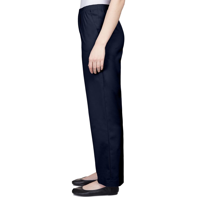 Alfred Dunner Womens Soft Twill Mid-Rise Regular Fit Straight Leg Regular Length Casual Pant Navy Size 16 - Image 4